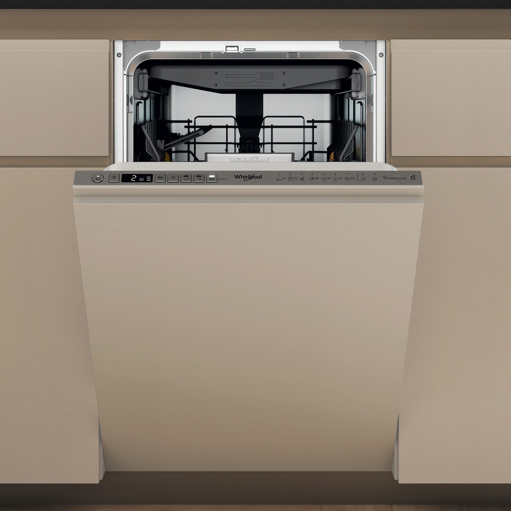 Masina de spalat vase incorporabila WHIRLPOOL WH6IA10BS7L0, 6th Sense, 10 seturi, 9 programe, 45 cm, Clasa A, panou comanda inox