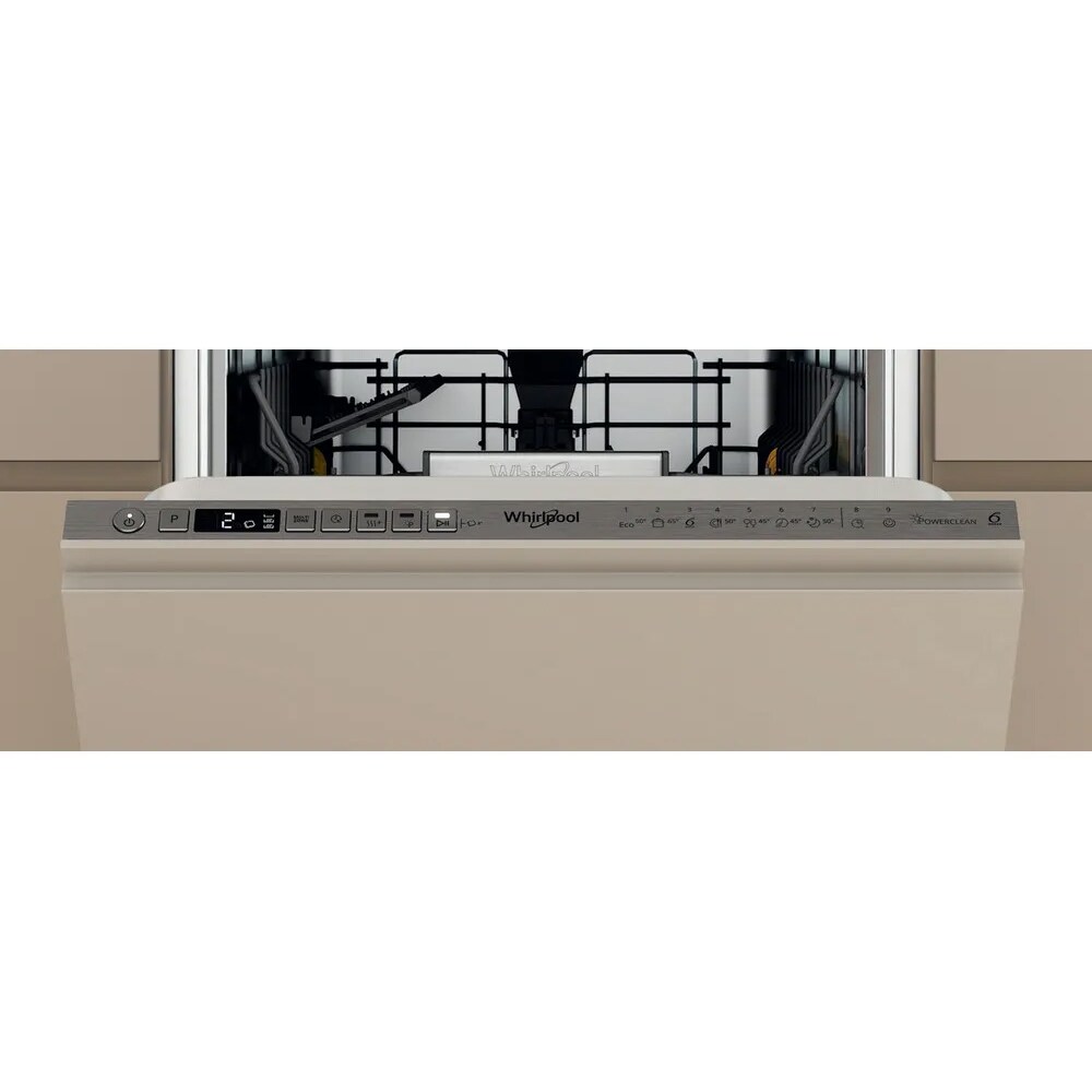 Masina de spalat vase incorporabila WHIRLPOOL WH6IB10BS7LA0, 6th Sense, 10 seturi, 9 programe, 45 cm, Clasa B, panou comanda inox