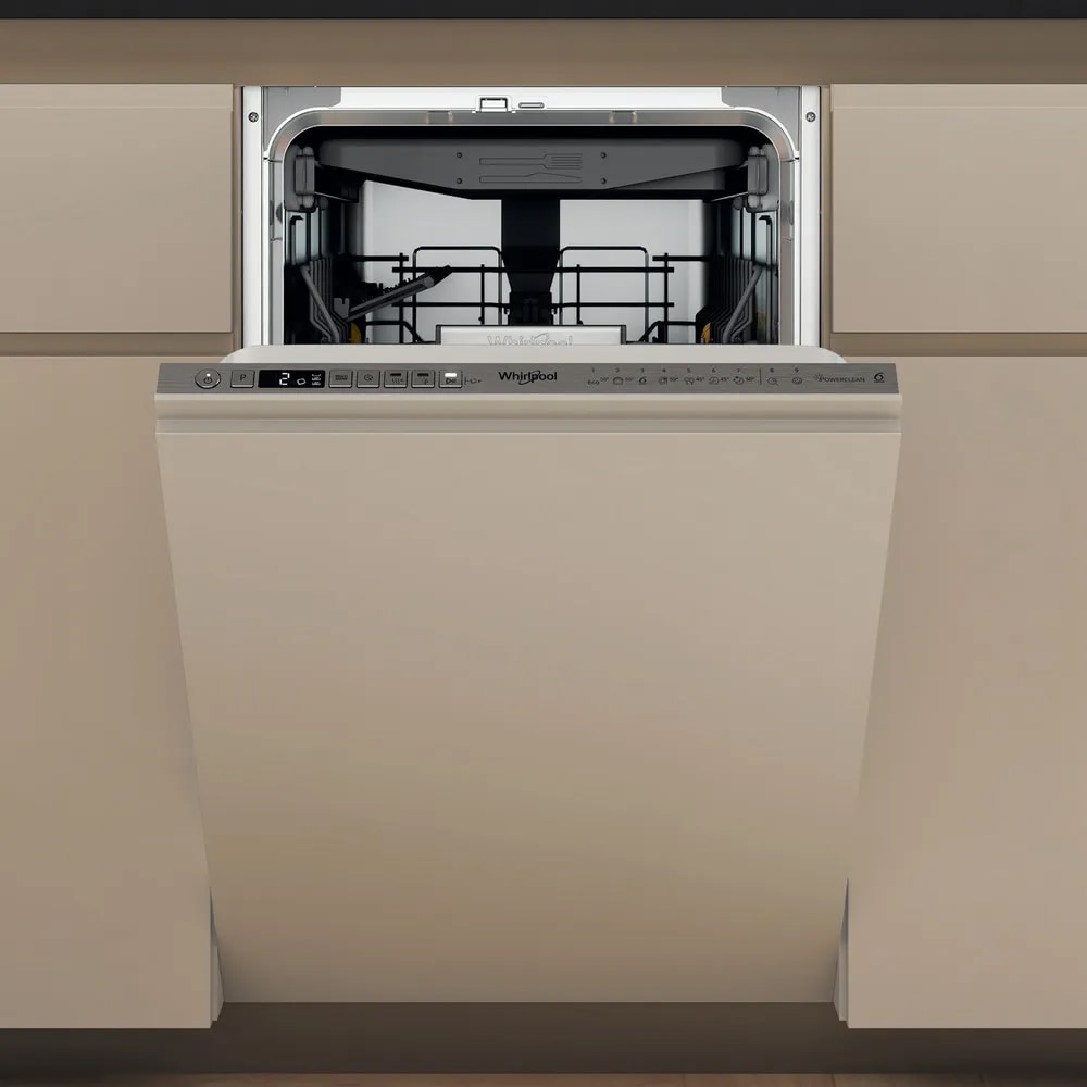 Masina de spalat vase incorporabila WHIRLPOOL WH6IB10BS7LA0, 6th Sense, 10 seturi, 9 programe, 45 cm, Clasa B, panou comanda inox