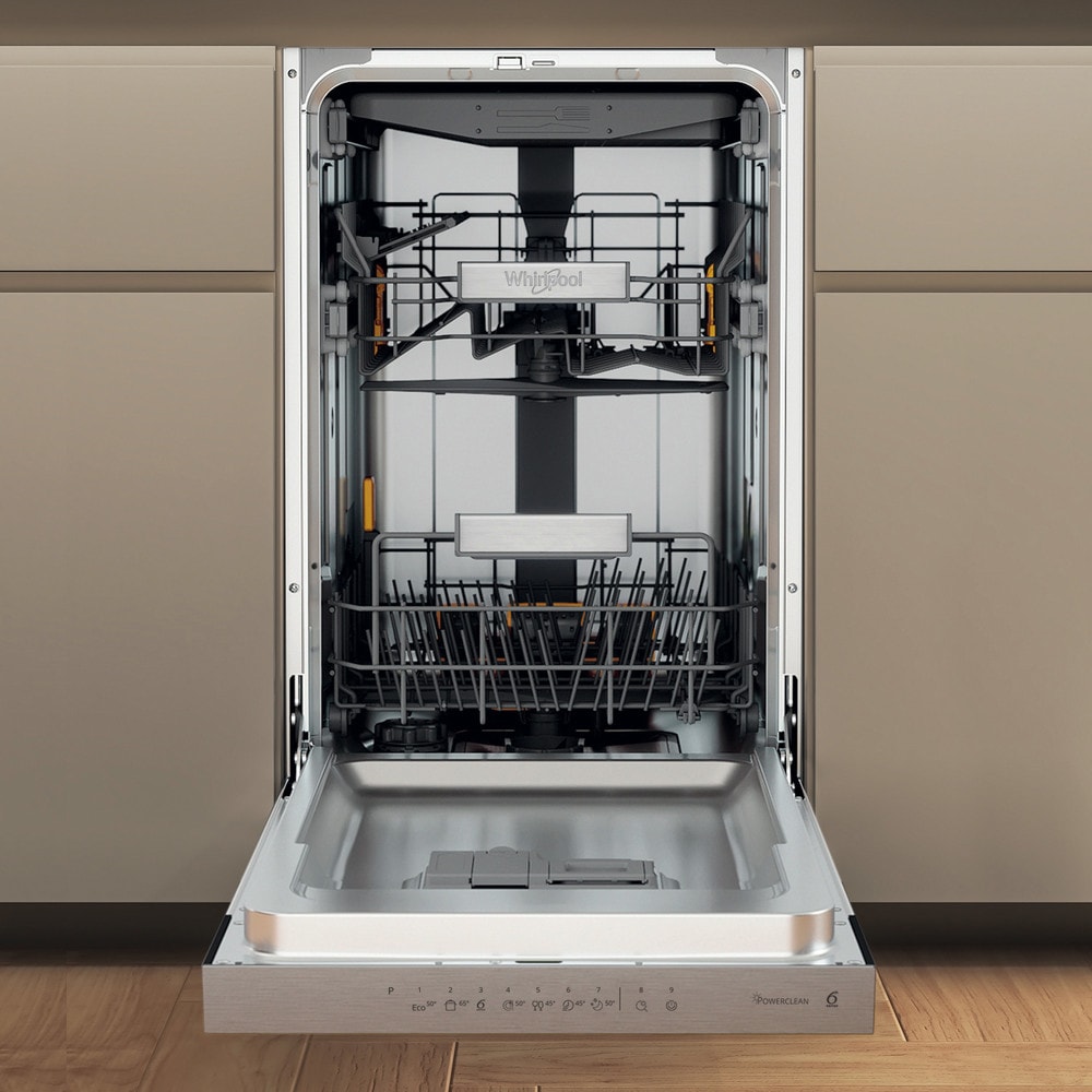 Masina de spalat vase incorporabila WHIRLPOOL WH6PB10BS7A0, 10 seturi, 9 programe, 45 cm, Clasa B, panou comanda inox