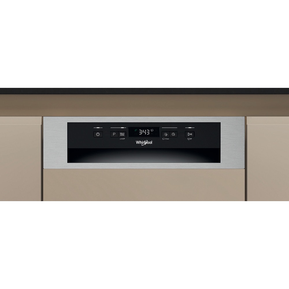 Masina de spalat vase semi-incorporabila WHIRLPOOL WH6PC11BS7A0, 6th Sense, 11 seturi, 9 programe, 45 cm, Clasa C, inox