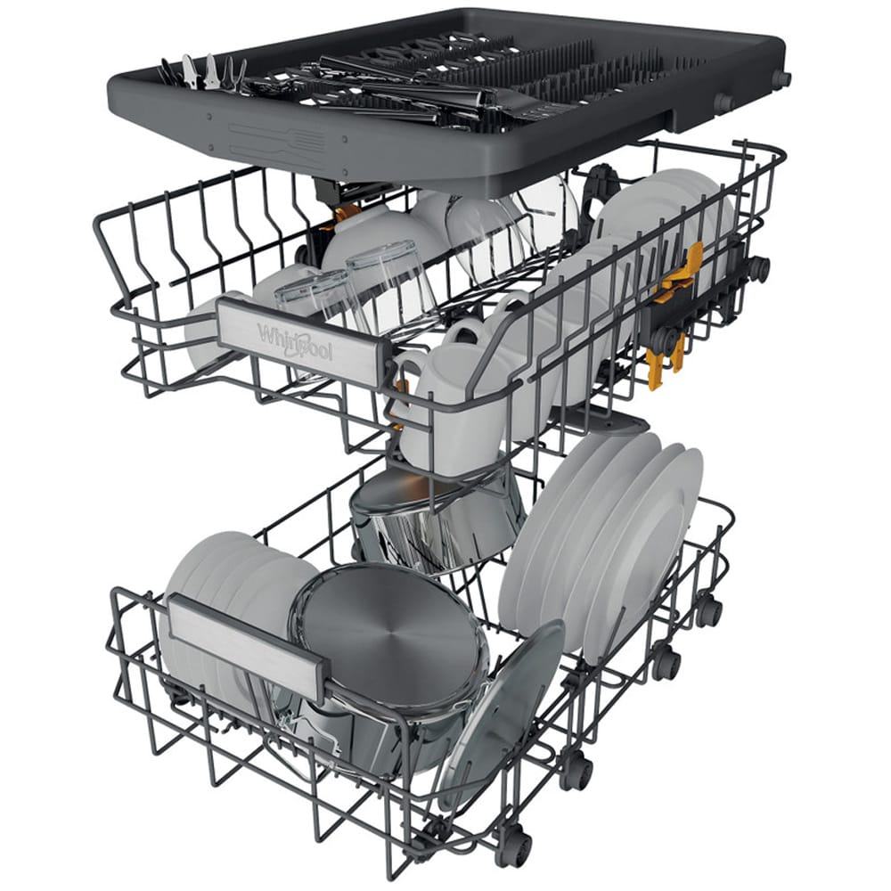 Masina de spalat vase incorporabila WHIRLPOOL WH6UB10BS7A0X, 6th Sense, 10 seturi, 9 programe, 45 cm, Clasa B, inox