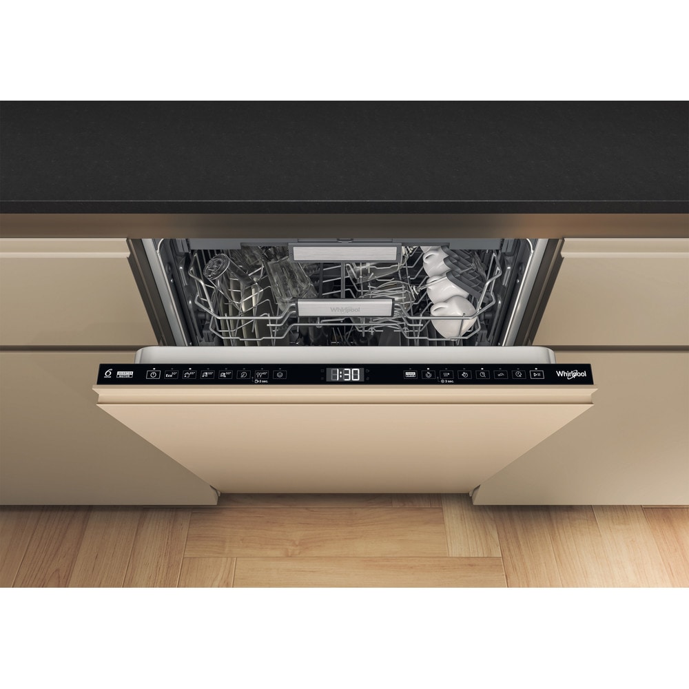 Masina de spalat vase incorporabila WHIRLPOOL WH7IA15AM3LS0, 6th Sense, 15 seturi, 8 programe, 60 cm, Clasa A, panou comanda negru
