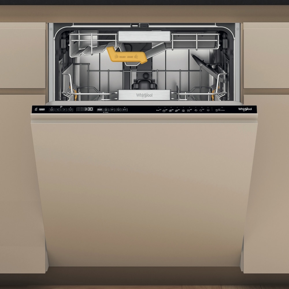 Masina de spalat vase incorporabila WHIRLPOOL WH8IA15AM6L0, 6th Sense, 15 seturi, 10 programe, 60 cm, Clasa A, panou comanda negru
