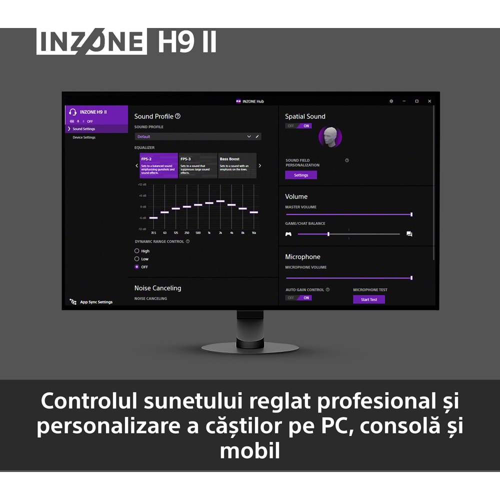 Casti Gaming Wireless SONY INZONE H9 II WH-G910NW, 7.1, multiplatforma, Noise Cancelling, alb