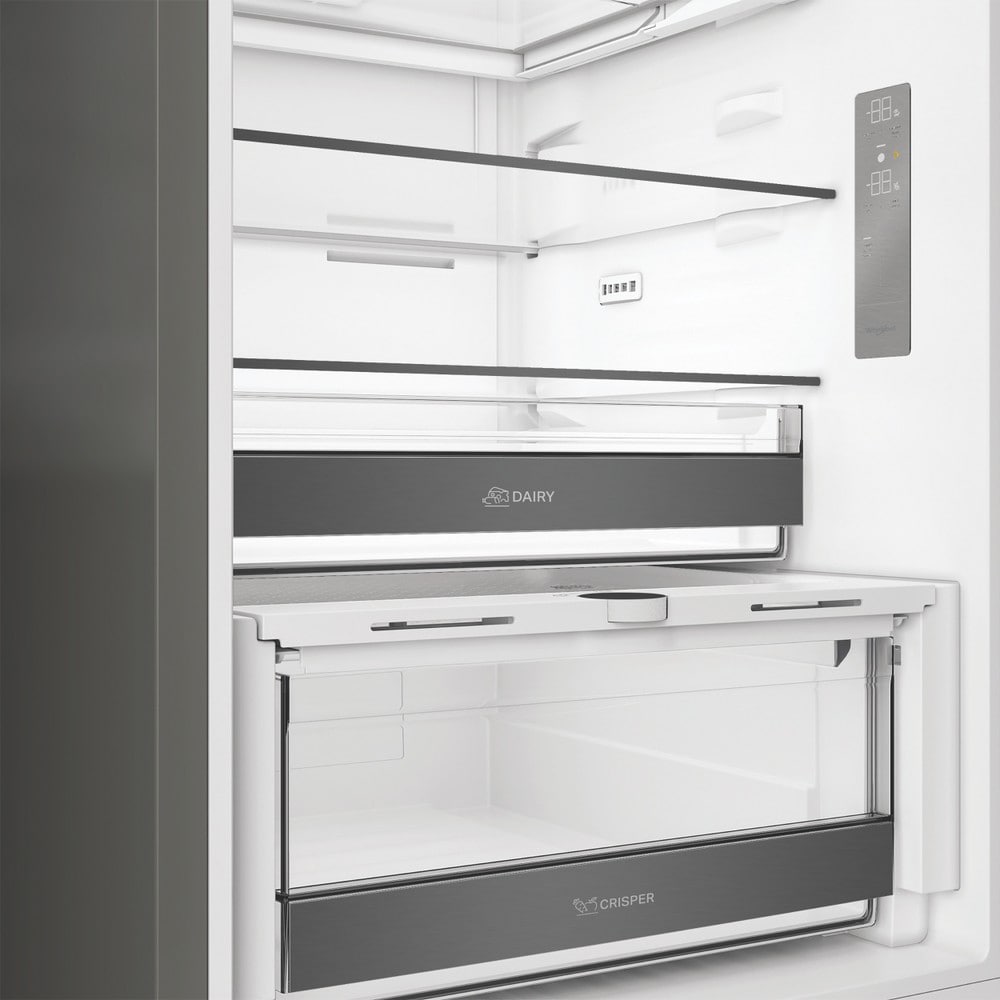 Combina frigorifica WHIRLPOOL WHK 22412 X5EA, No Frost, 6th Sense, 415 l, H 203.5 cm, Clasa D, argintiu