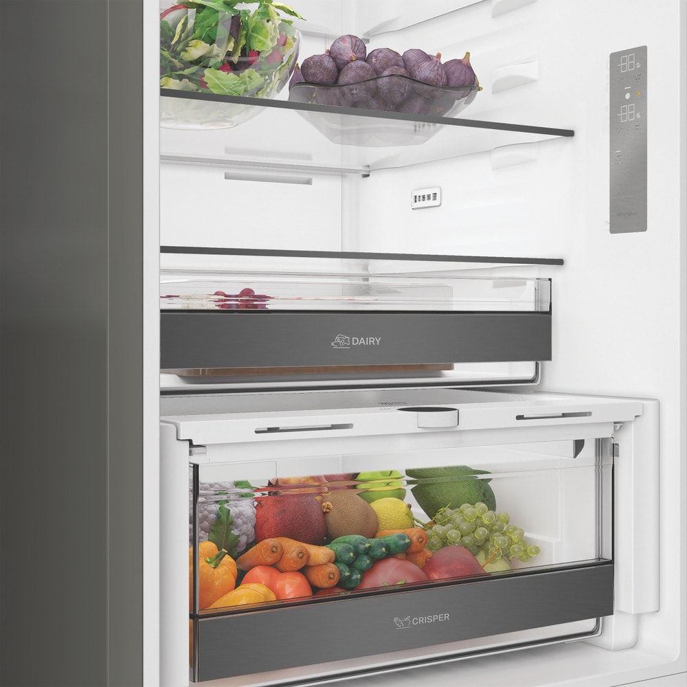 Combina frigorifica WHIRLPOOL WHK 22412 X5EA, No Frost, 6th Sense, 415 l, H 203.5 cm, Clasa D, argintiu