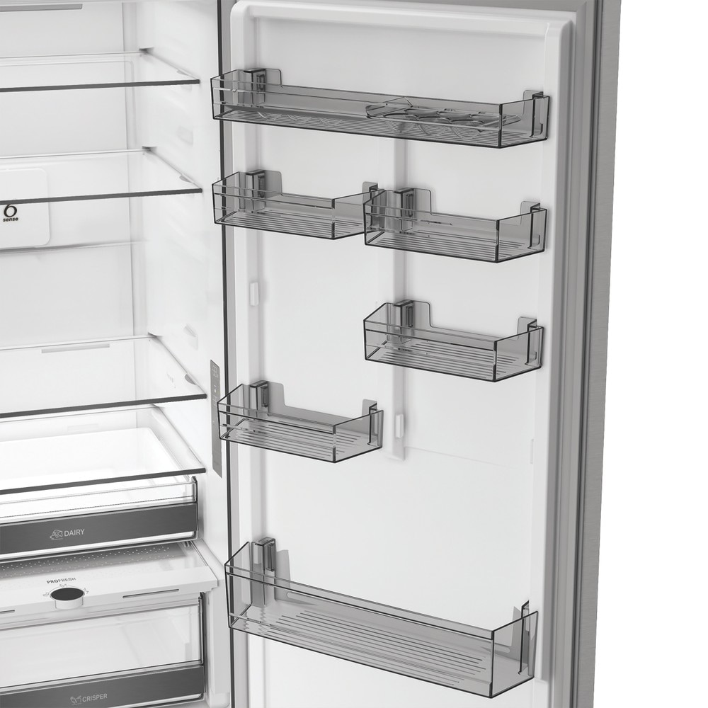 Combina frigorifica WHIRLPOOL WHK 22412 X5EA, No Frost, 6th Sense, 415 l, H 203.5 cm, Clasa D, argintiu