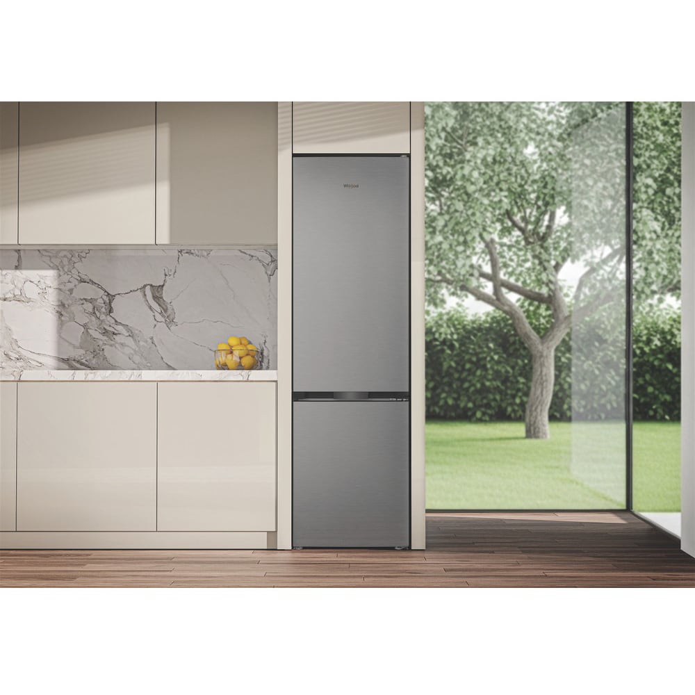 Combina frigorifica WHIRLPOOL WHK 22412 X5EA, No Frost, 6th Sense, 415 l, H 203.5 cm, Clasa D, argintiu