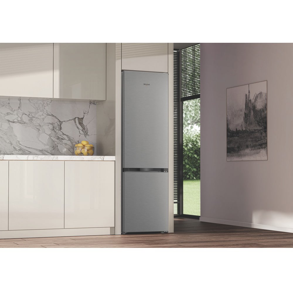 Combina frigorifica WHIRLPOOL WHK 22412 X5EA, No Frost, 6th Sense, 415 l, H 203.5 cm, Clasa D, argintiu