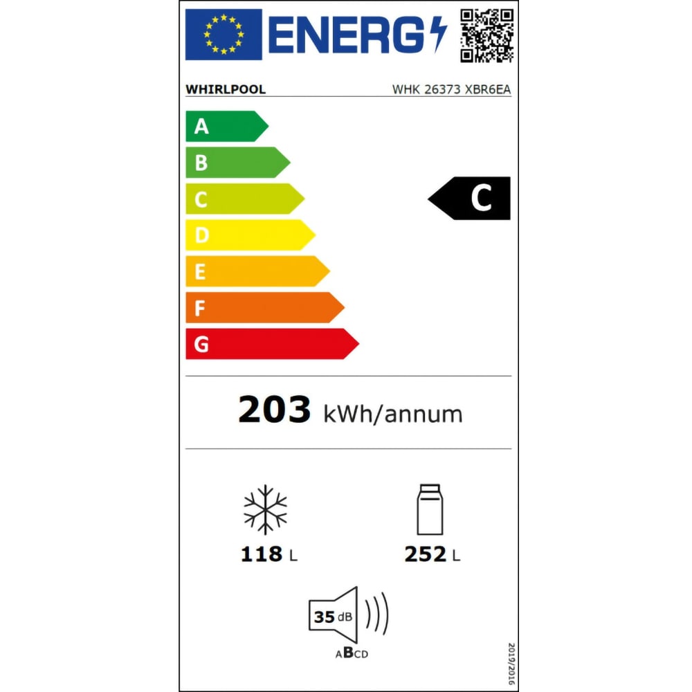 Combina frigorifica WHIRLPOOL WHK 26373 XBR6EA, No Frost, 6th Sense, 370 l, H 186.5 cm, Clasa C, dark inox