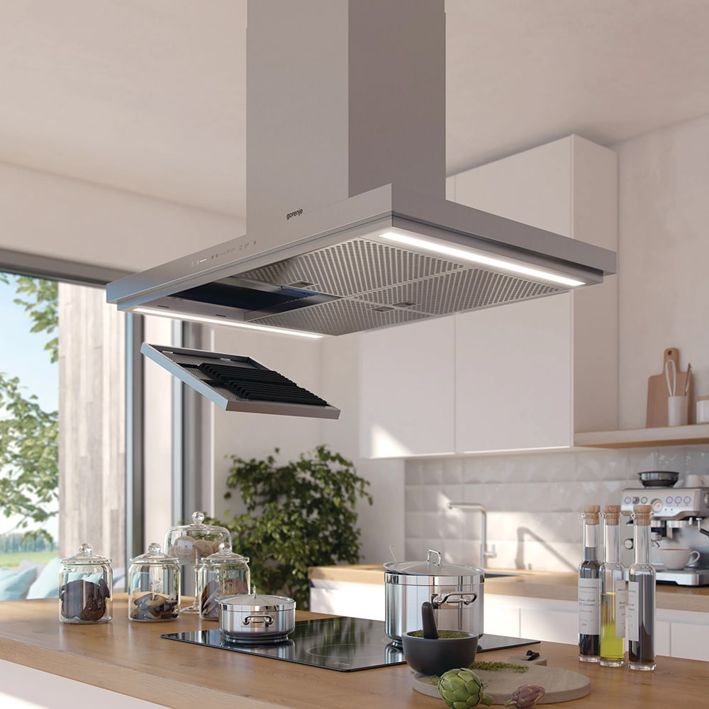 Hota decorativa GORENJE WHT943E4XBG, 1 motor, 650 m3/h, L 90 cm, inox