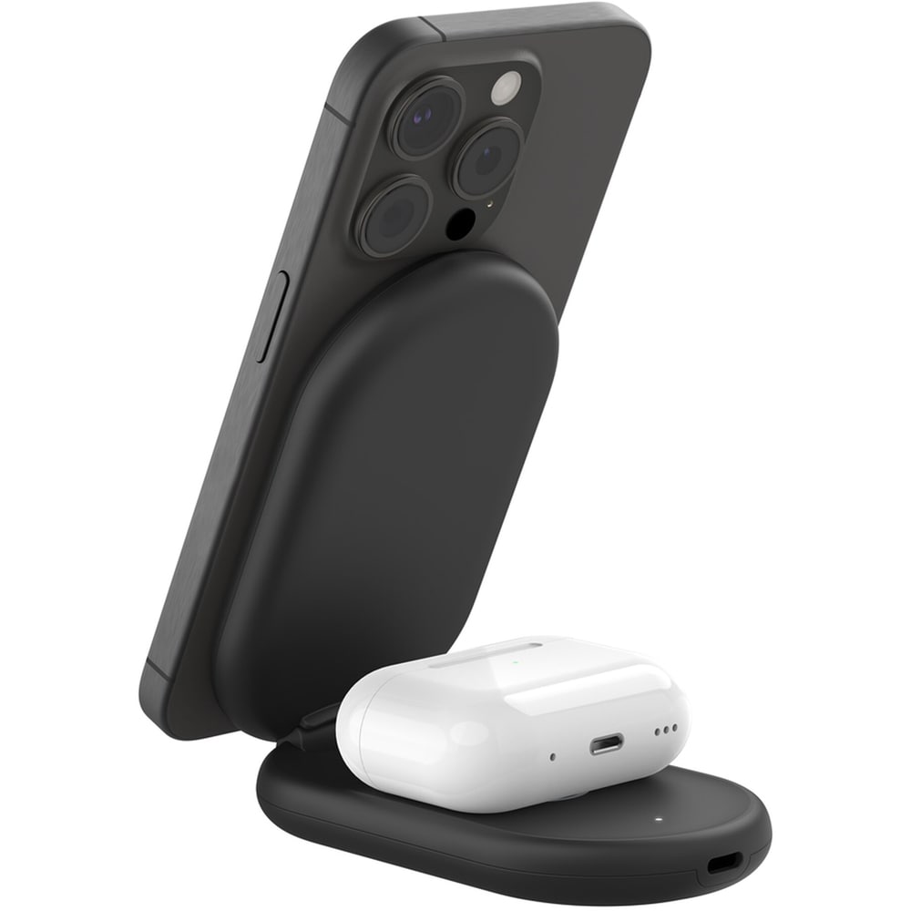 Incarcator wireless 2 in 1 BELKIN WIZ028VFBK, universal, QI, MagSafe 15W, negru
