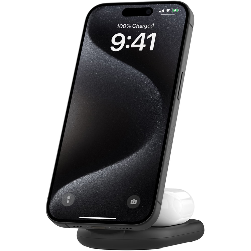 Incarcator wireless 2 in 1 BELKIN WIZ028VFBK, universal, QI, MagSafe 15W, negru