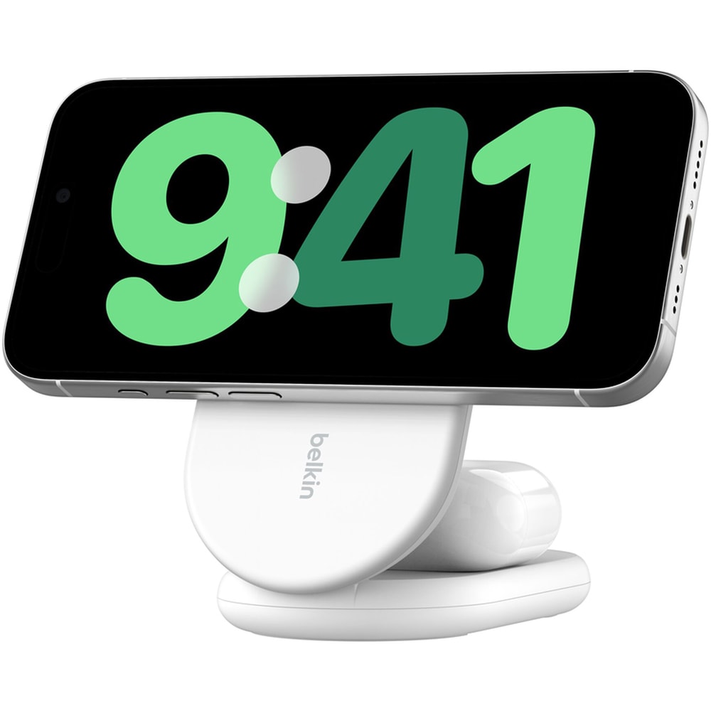 Incarcator wireless 2 in 1 BELKIN WIZ028VFWH, universal, QI, MagSafe 15W, alb