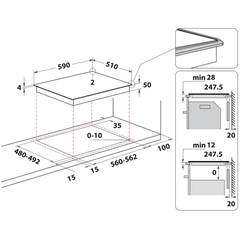 Plita incorporabila WHIRLPOOL WL S5360 BF/W, Inductie, 4 arzatoare, Touch Control, alb