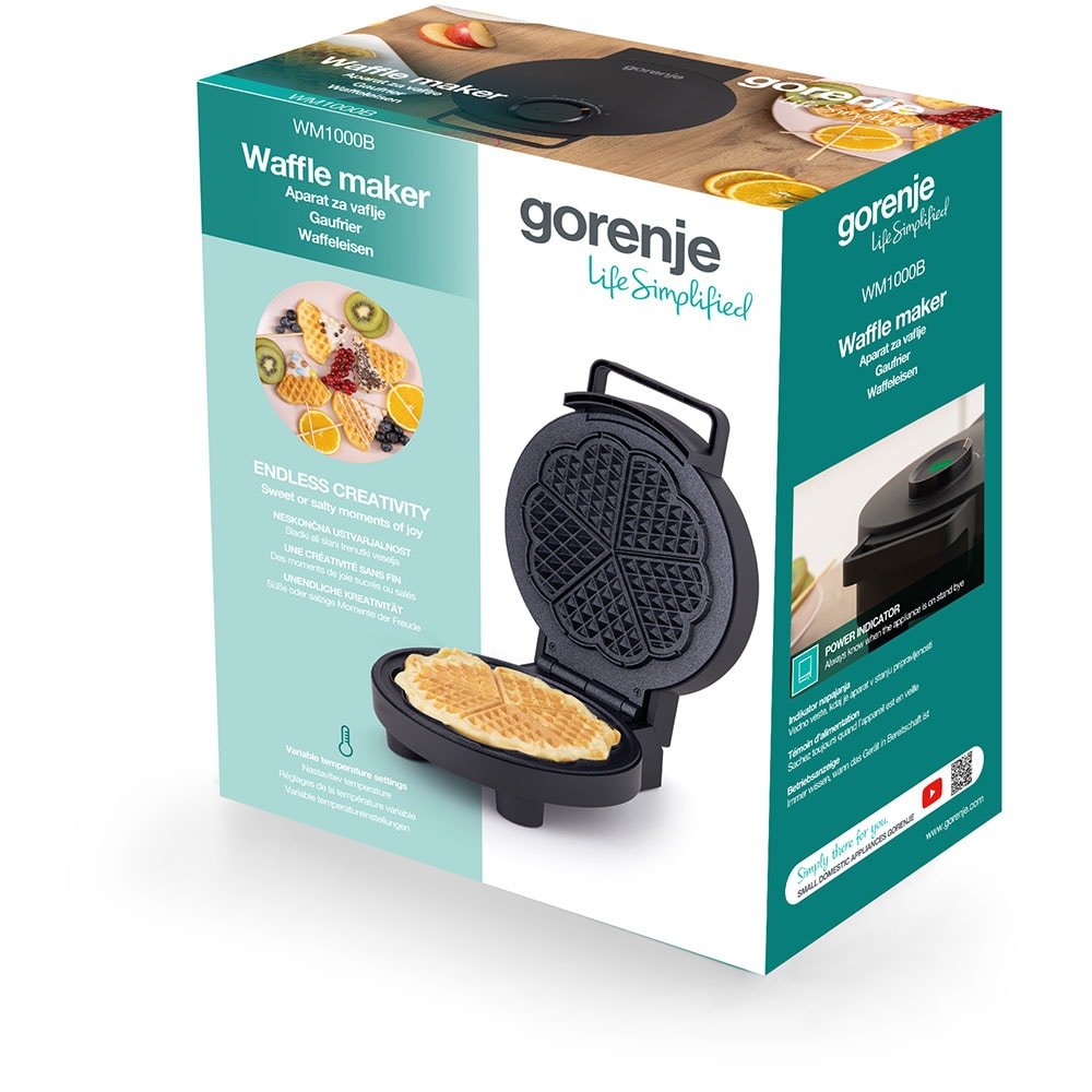Aparat de facut waffe GORENJE WM1000B, 1000W, negru