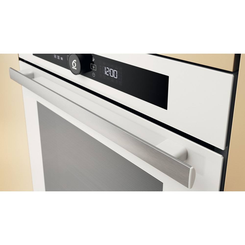 Cuptor incorporabil WHIRLPOOL WOI4S8PM1SWA, Electric, Gatire cu abur, Autocuratare Autocuratare pirolitica + hidrolitica, 73 l, Clasa A+, 6th Sense, alb