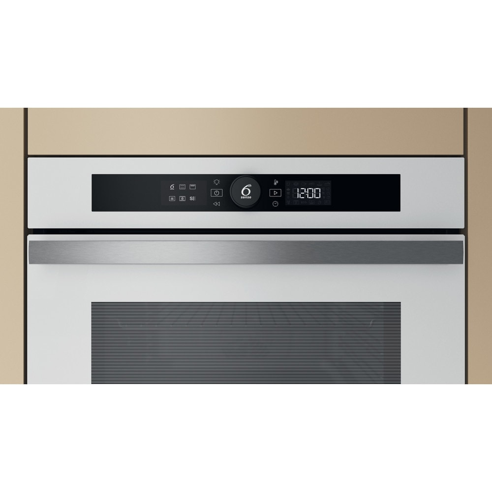 Cuptor incorporabil WHIRLPOOL WOI4S8PM1SWA, Electric, Gatire cu abur, Autocuratare Autocuratare pirolitica + hidrolitica, 73 l, Clasa A+, 6th Sense, alb