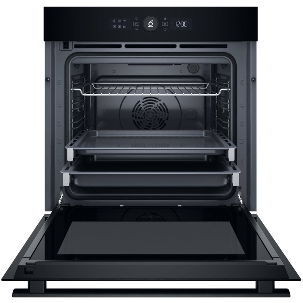 Cuptor incorporabil WHIRLPOOL WOI4S8PM2SBA, Electric, Autocuratare pirolitica + hidrolitica, 73 l, Clasa A+, 6th Sense, negru