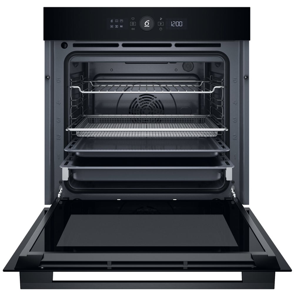 Cuptor incorporabil WHIRLPOOL WOI5S8HM1SBA, Electric, Autocuratare hidrolitica, 73 l, Clasa A+, 6th Sense, negru