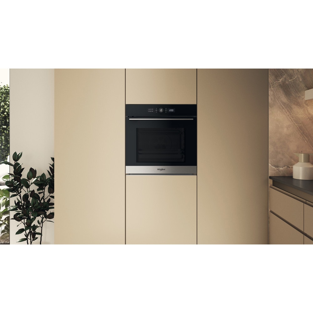 Cuptor incorporabil WHIRLPOOL WOI5S8PM1SXA, Electric, Autocuratare pirolitica + hidrolitica, 73 l, Clasa A+, 6th Sense, inox