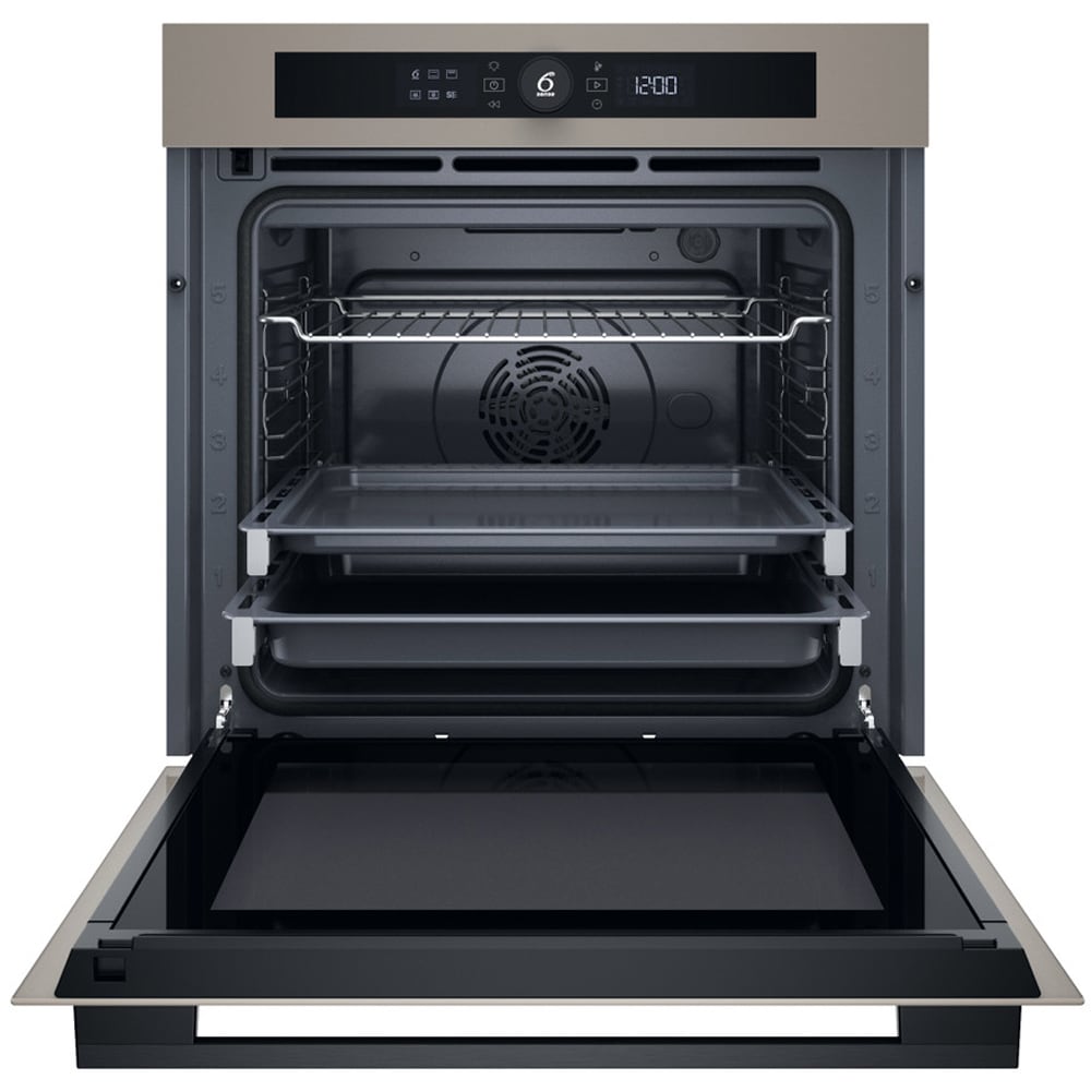 Cuptor incorporabil WHIRLPOOL WOI5S8PM2SEA, Electric, Autocuratare pirolitica + hidrolitica, 73 l, Clasa A+, 6th Sense, bej