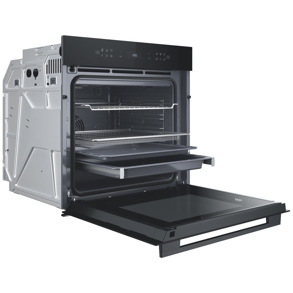 Cuptor incorporabil WHIRLPOOL WOI78PT1SBAC, Electric, Autocuratare pirolitica + hidrolitica, 73 l, Clasa A+, 6th Sense, negru