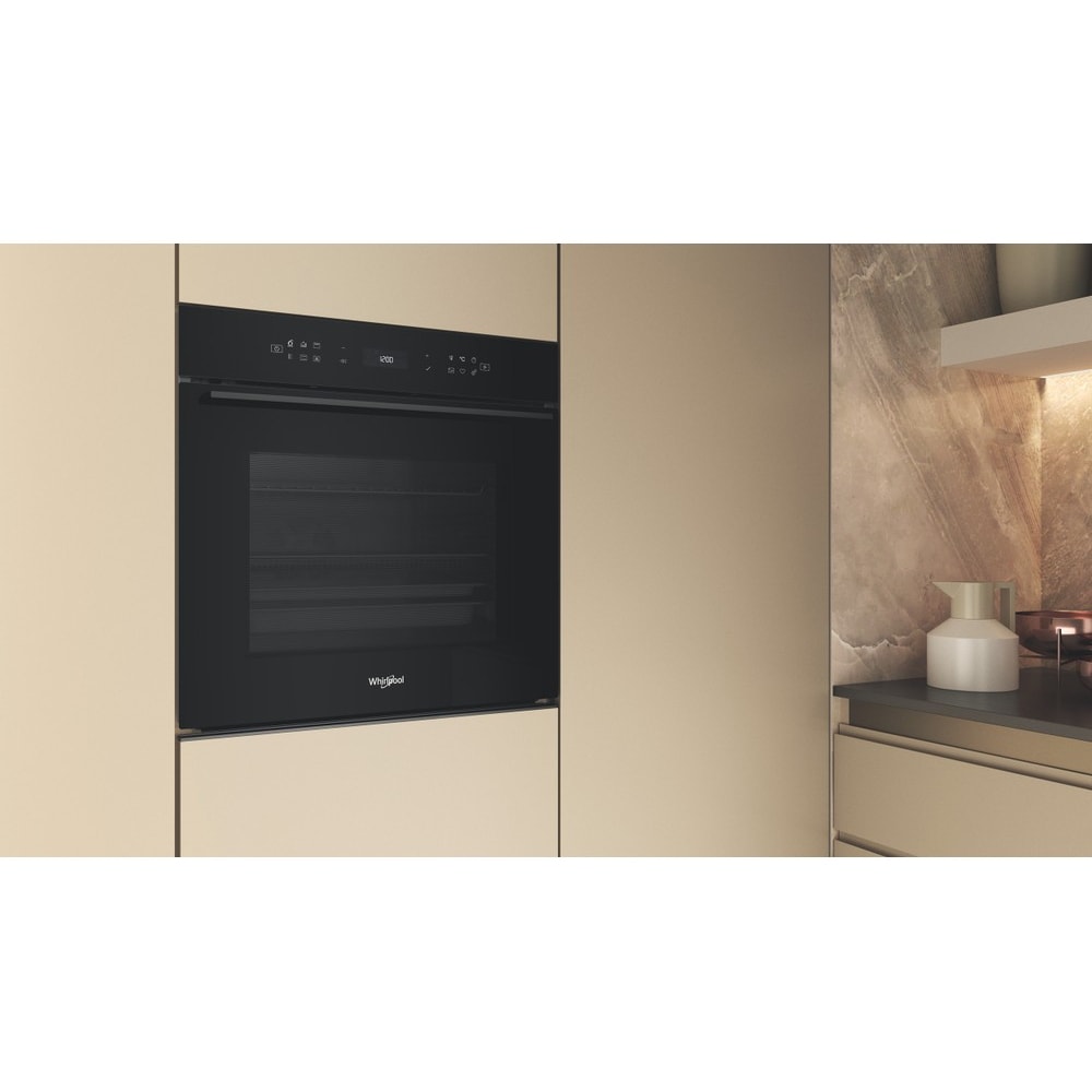 Cuptor incorporabil WHIRLPOOL WOI78PT1SBAC, Electric, Autocuratare pirolitica + hidrolitica, 73 l, Clasa A+, 6th Sense, negru