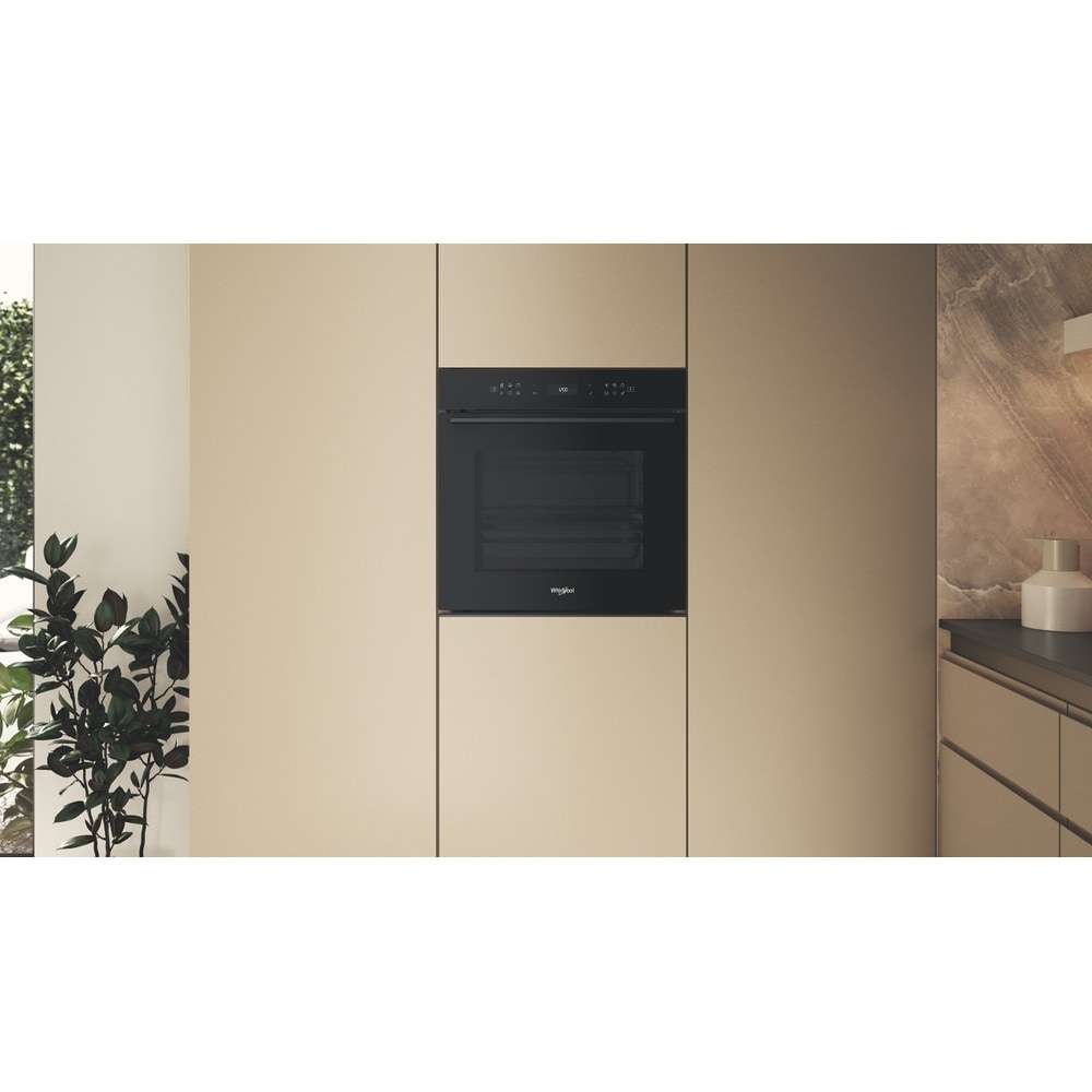 Cuptor incorporabil WHIRLPOOL WOI78PT1SBAC, Electric, Autocuratare pirolitica + hidrolitica, 73 l, Clasa A+, 6th Sense, negru