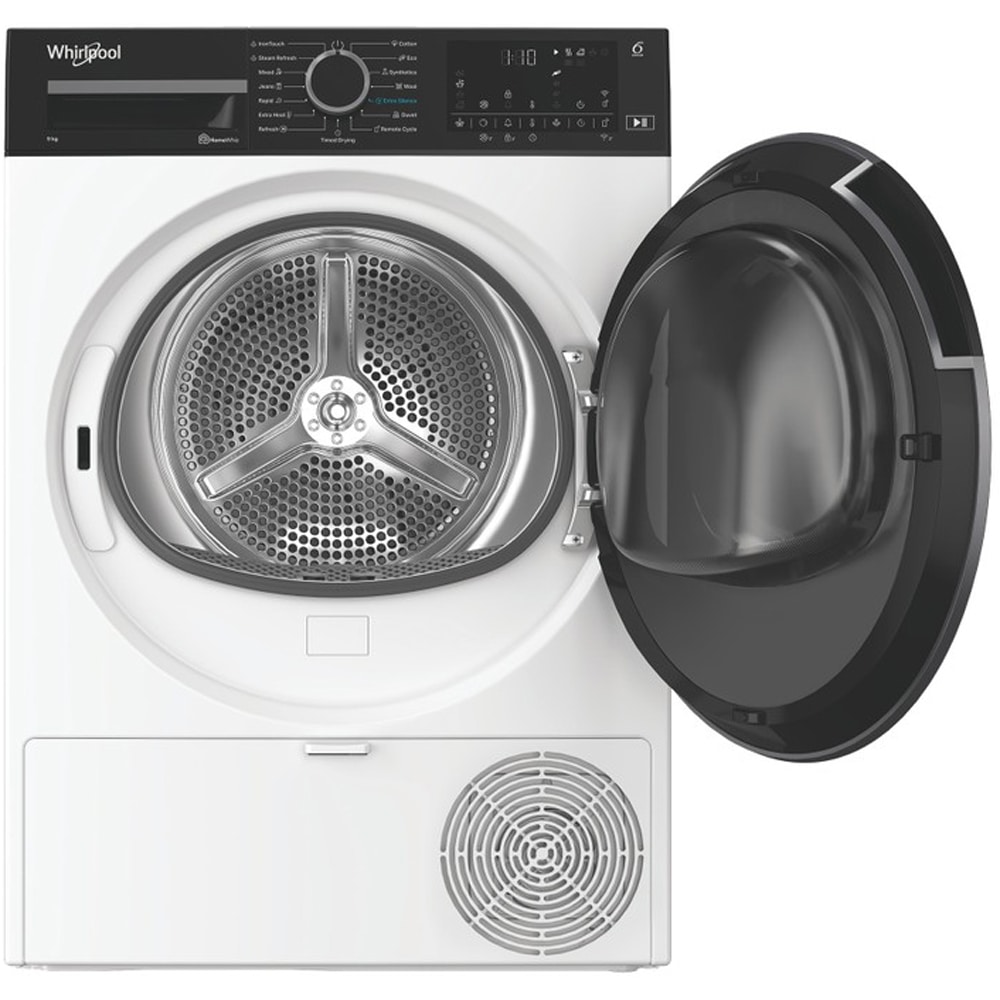 Uscator de rufe WHIRLPOOL WP A9X WBS EE, 6th Sense, Pompa de caldura, 9 kg, 15 programe, Clasa A, alb
