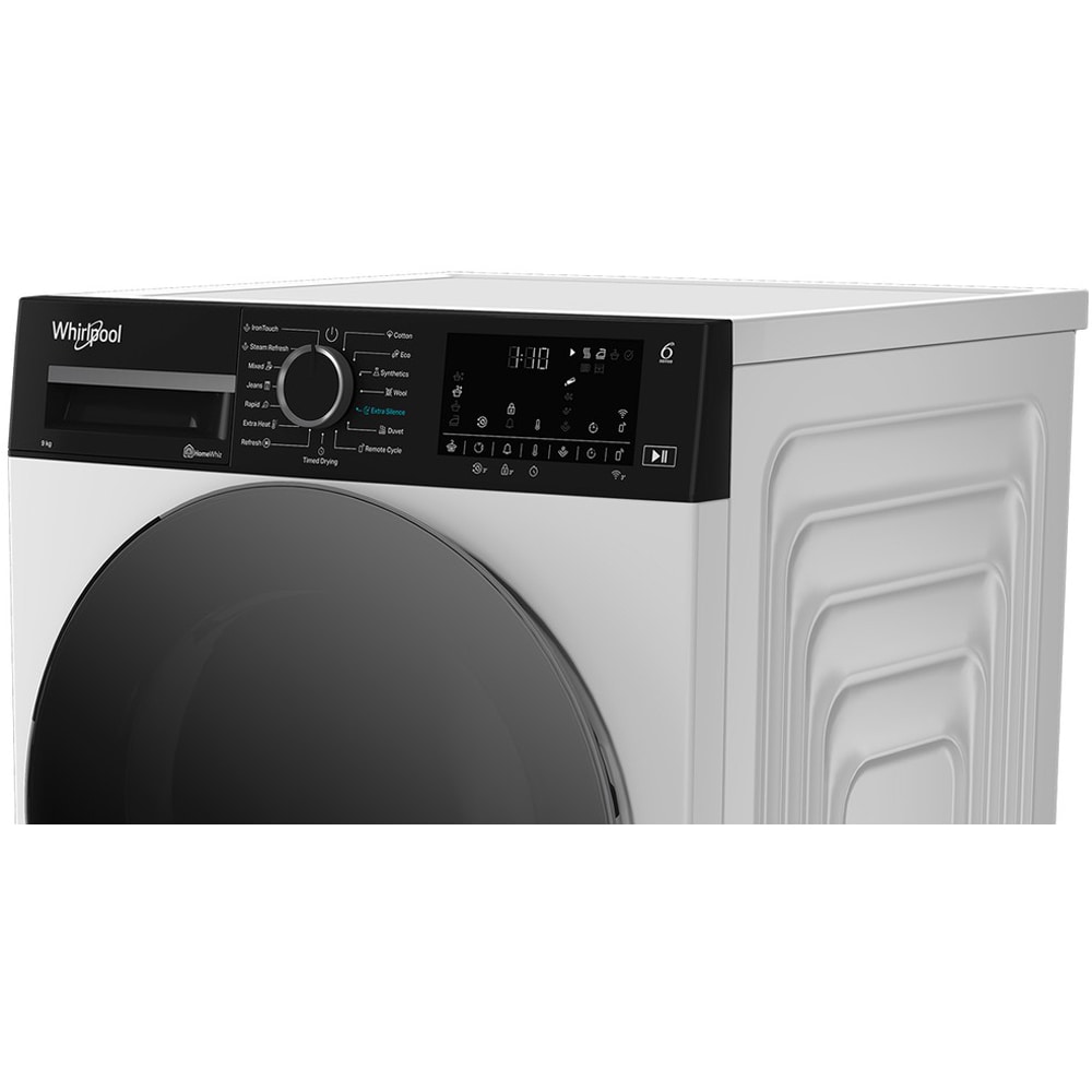 Uscator de rufe WHIRLPOOL WP A9X WBS EE, 6th Sense, Pompa de caldura, 9 kg, 15 programe, Clasa A, alb