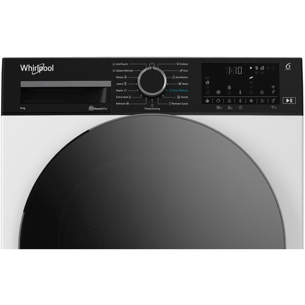 Uscator de rufe WHIRLPOOL WP A9X WBS EE, 6th Sense, Pompa de caldura, 9 kg, 15 programe, Clasa A, alb