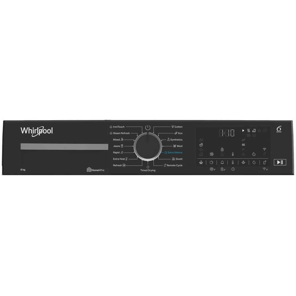Uscator de rufe WHIRLPOOL WP B8X WBS EE, 6th Sense, Pompa de caldura, 8 kg, 15 programe, Clasa B, alb