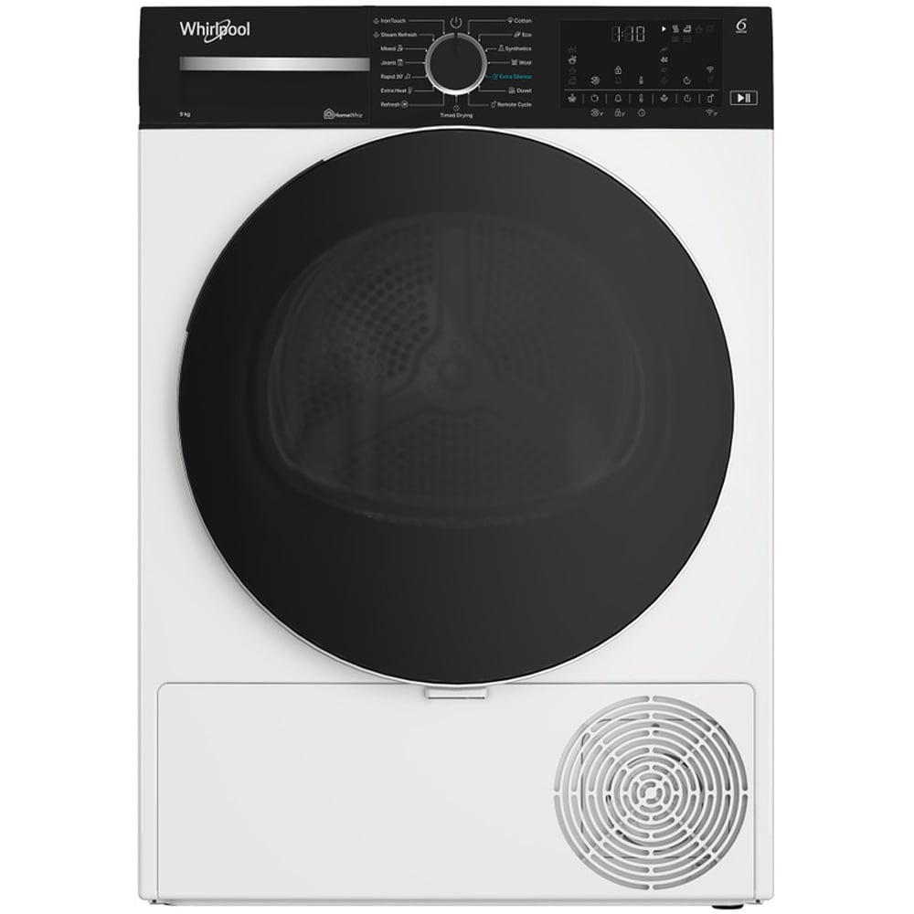 Uscator de rufe WHIRLPOOL WP B9X WBS EE, 6th Sense, Pompa de caldura, 9 kg, 15 programe, Clasa B, alb