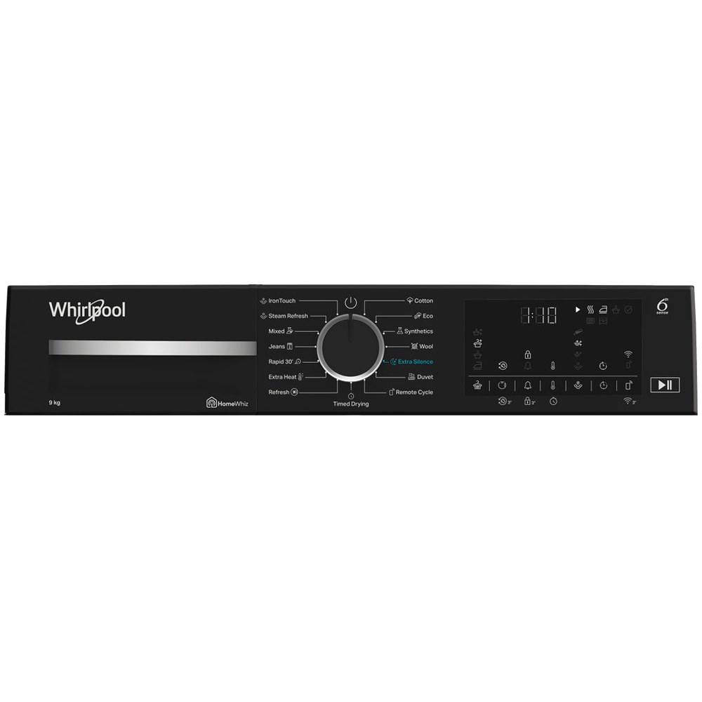 Uscator de rufe WHIRLPOOL WP B9X WBS EE, 6th Sense, Pompa de caldura, 9 kg, 15 programe, Clasa B, alb