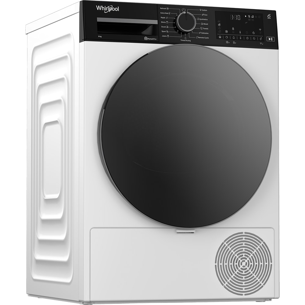 Uscator de rufe WHIRLPOOL WP C8X WBS EE, 6th Sense, Pompa de caldura, 8 kg, 15 programe, Clasa C, alb