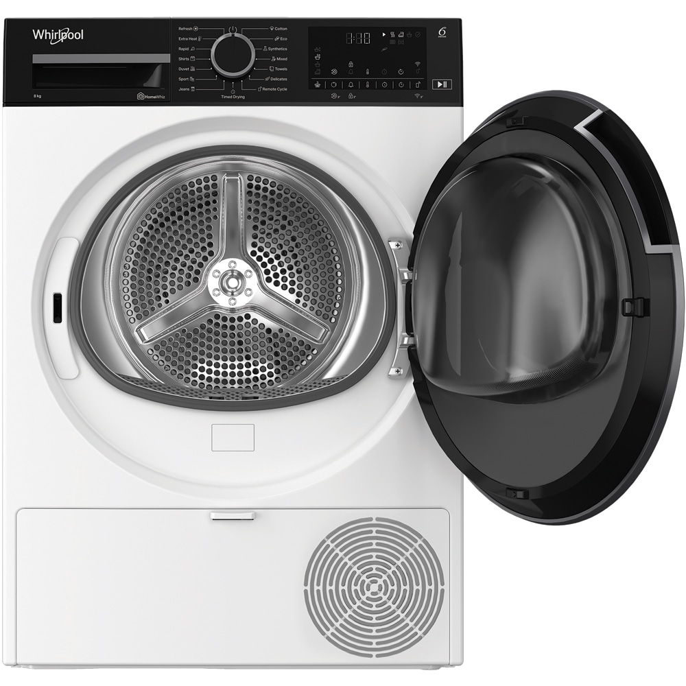 Uscator de rufe WHIRLPOOL WP C8X WBS EE, 6th Sense, Pompa de caldura, 8 kg, 15 programe, Clasa C, alb