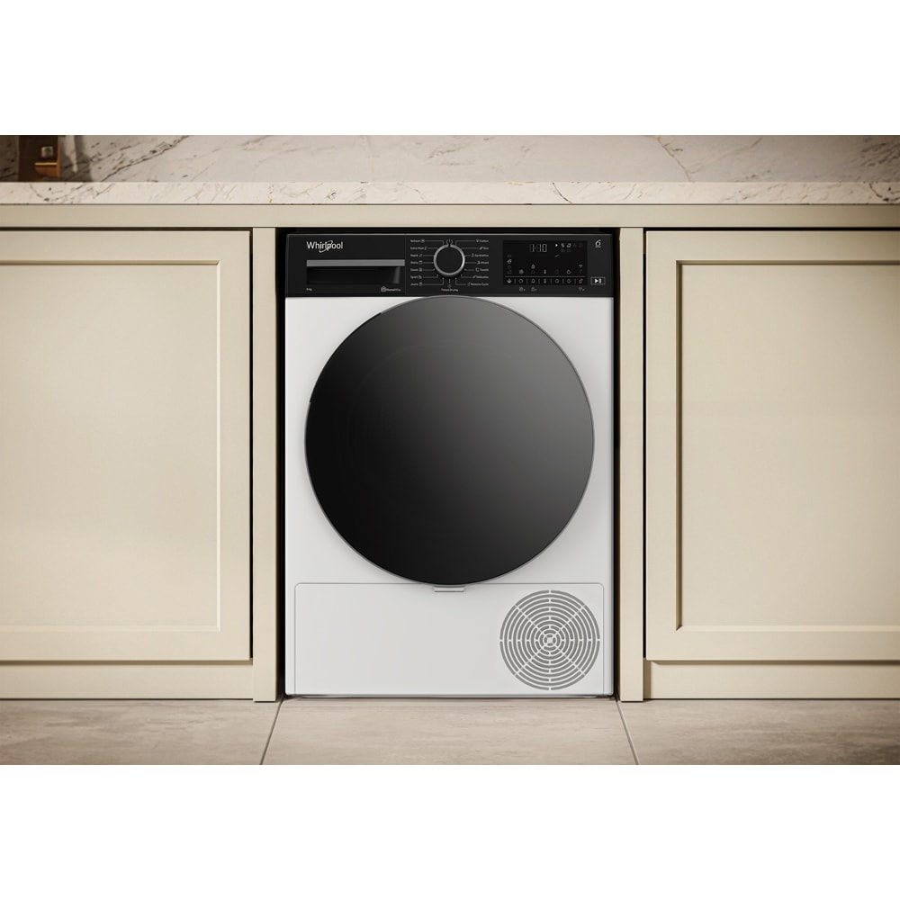 Uscator de rufe WHIRLPOOL WP C8X WBS EE, 6th Sense, Pompa de caldura, 8 kg, 15 programe, Clasa C, alb