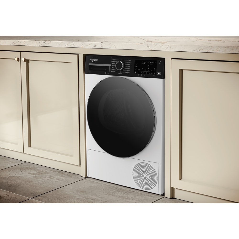 Uscator de rufe WHIRLPOOL WP C9X WBS EE, 6th Sense, Pompa de caldura, 9 kg, 15 programe, Clasa C, alb