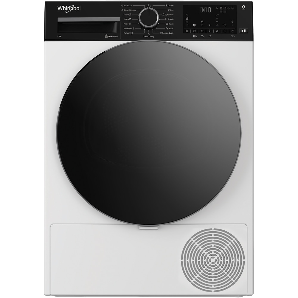 Uscator de rufe WHIRLPOOL WP C9X WBS EE, 6th Sense, Pompa de caldura, 9 kg, 15 programe, Clasa C, alb