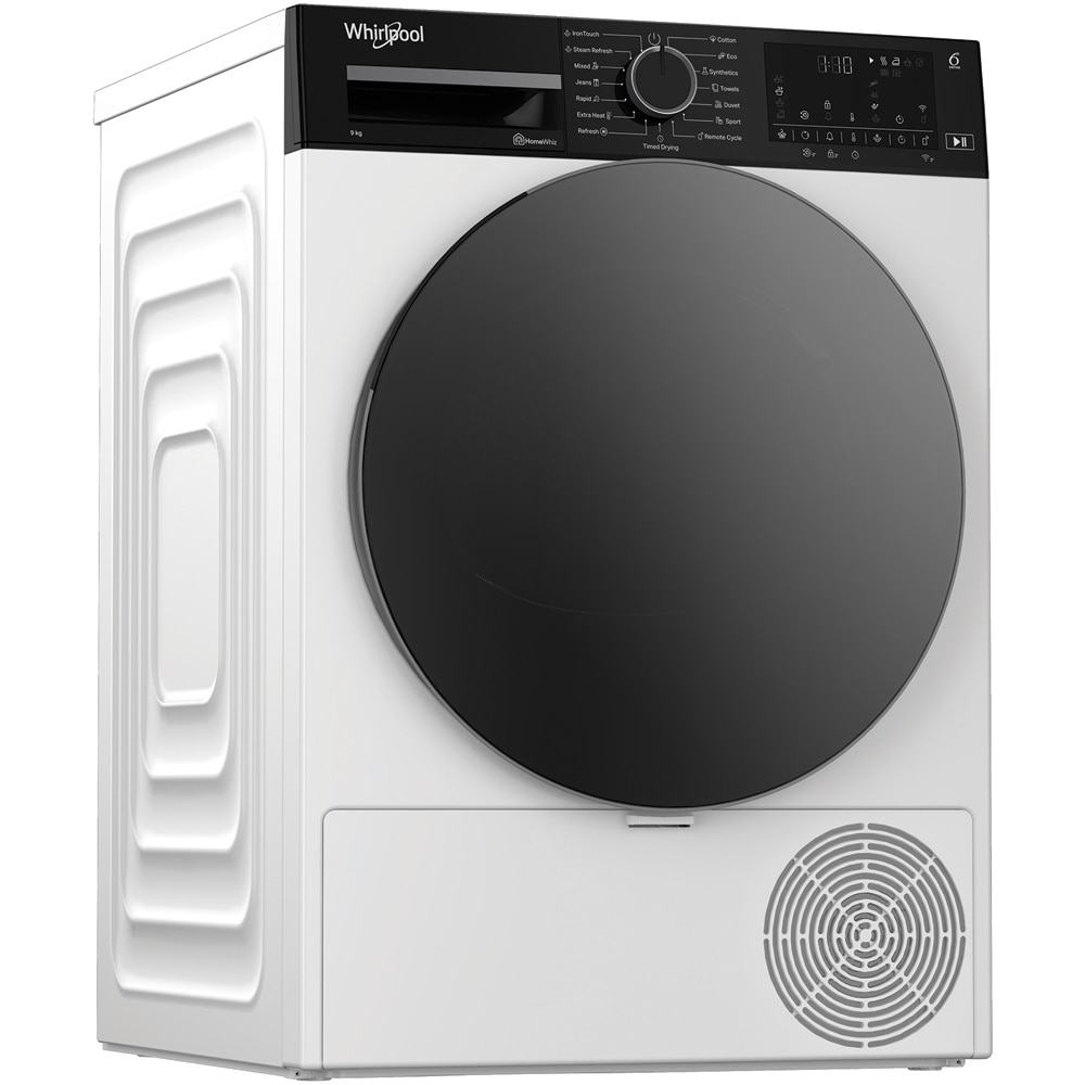 Uscator de rufe WHIRLPOOL WP C9X WBS EE, 6th Sense, Pompa de caldura, 9 kg, 15 programe, Clasa C, alb