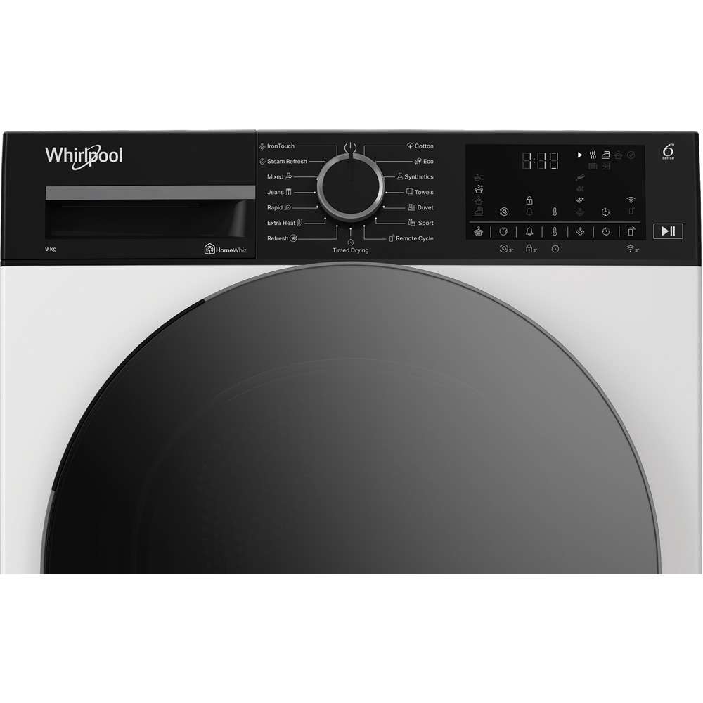 Uscator de rufe WHIRLPOOL WP C9X WBS EE, 6th Sense, Pompa de caldura, 9 kg, 15 programe, Clasa C, alb
