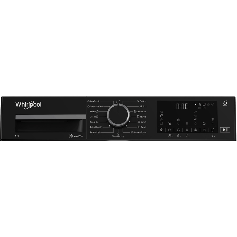 Uscator de rufe WHIRLPOOL WP C9X WBS EE, 6th Sense, Pompa de caldura, 9 kg, 15 programe, Clasa C, alb