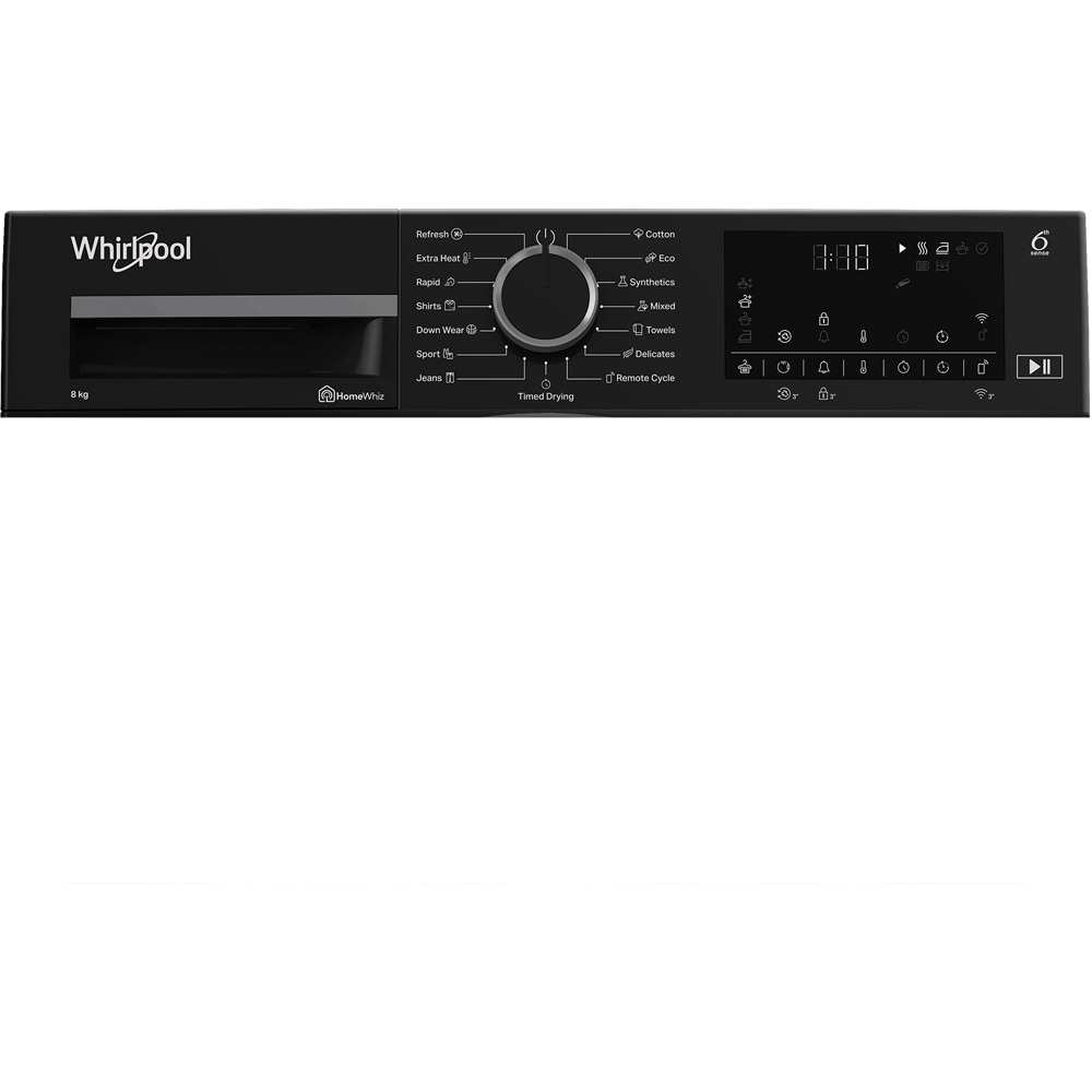 Uscator de rufe WHIRLPOOL WPS D8X WBS EE, 6th Sense, Pompa de caldura, 8 kg, 15 programe, Clasa D, alb