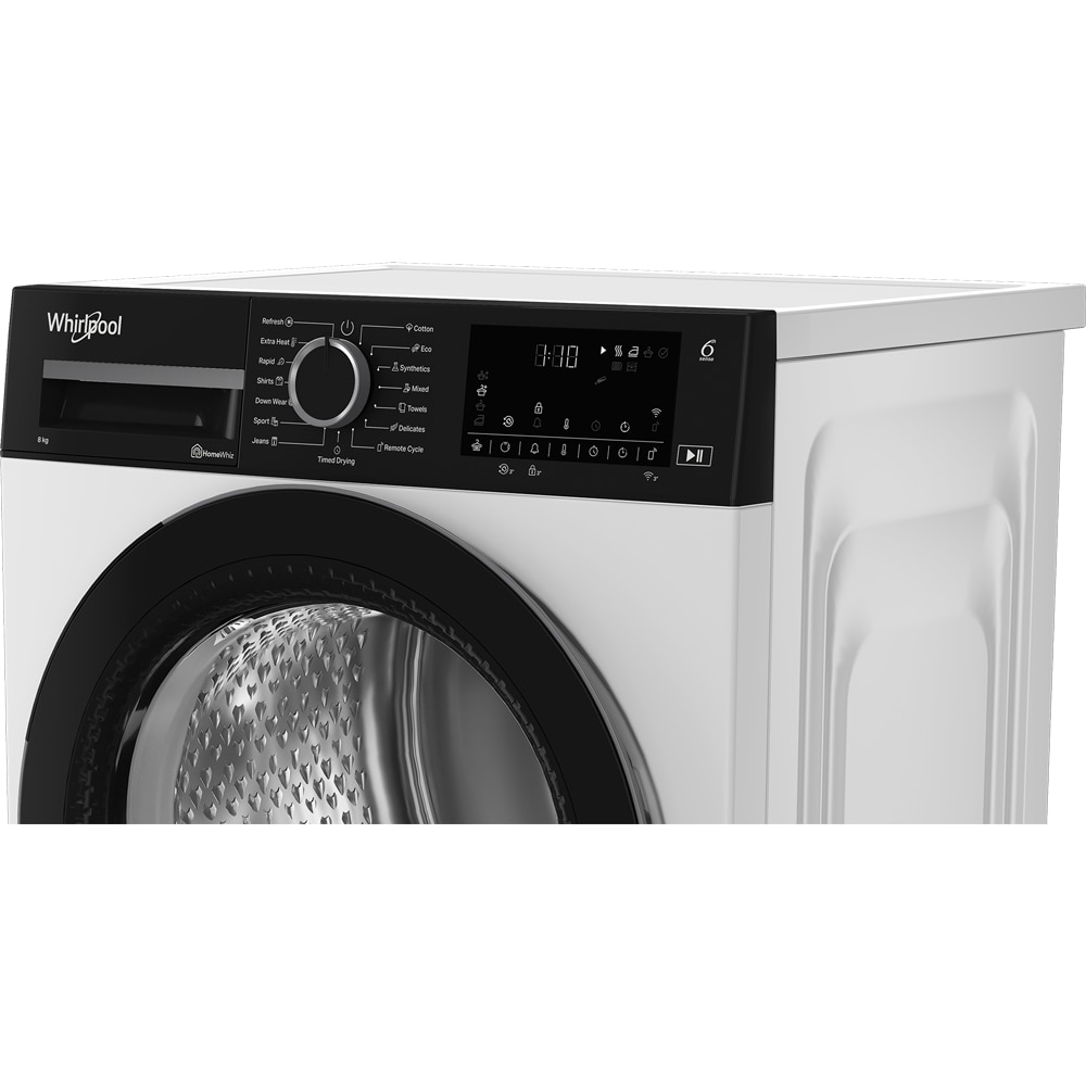 Uscator de rufe WHIRLPOOL WPS D8X WBS EE, 6th Sense, Pompa de caldura, 8 kg, 15 programe, Clasa D, alb