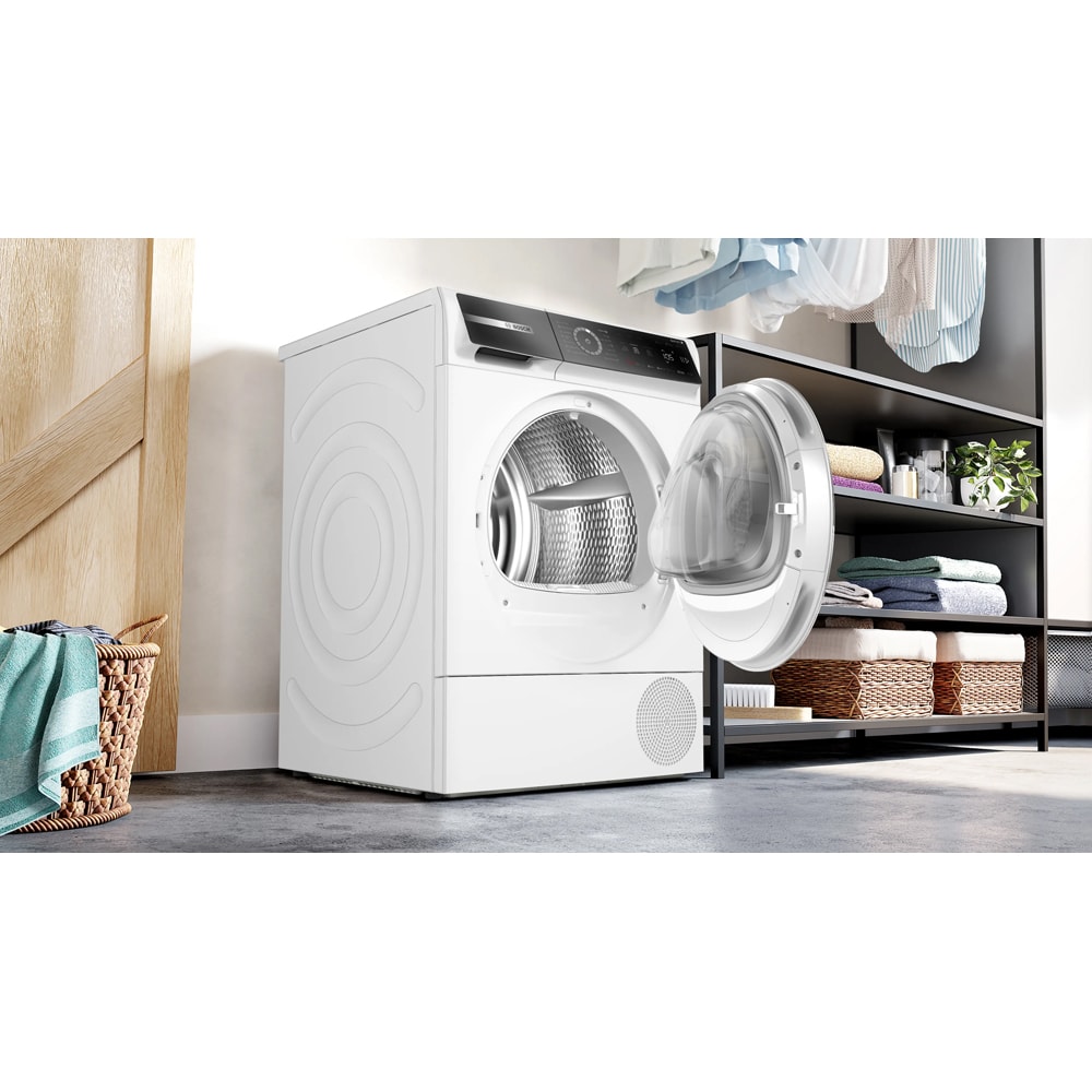 Uscator de rufe BOSCH WQB246CNBY, Condensare si pompa de caldura, 9 kg, 14 programe, Clasa B, alb