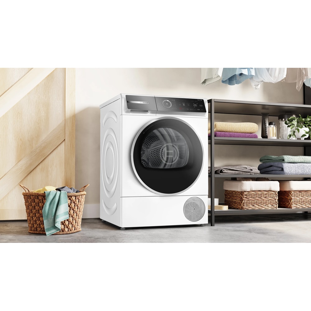 Uscator de rufe BOSCH WQB246CNBY, Condensare si pompa de caldura, 9 kg, 14 programe, Clasa B, alb