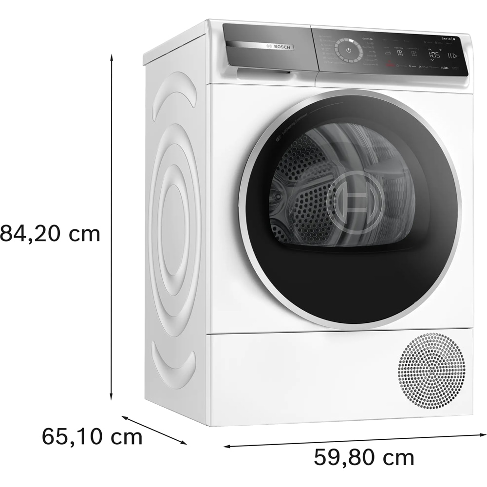Uscator de rufe BOSCH WQB246CNBY, Condensare si pompa de caldura, 9 kg, 14 programe, Clasa B, alb