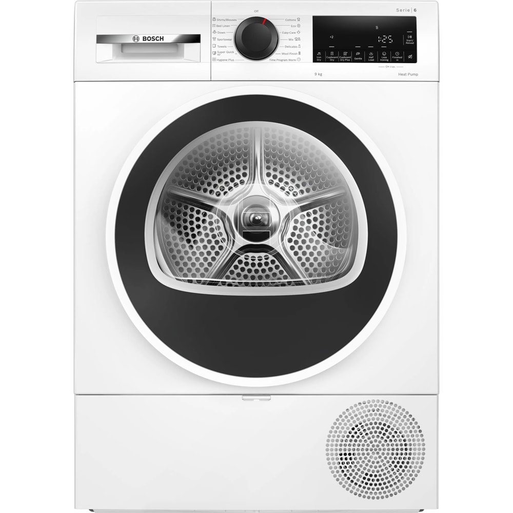 Uscator de rufe BOSCH WQG243DMBY, Condensare si pompa de caldura, 9 kg, 14 programe, Clasa C, alb